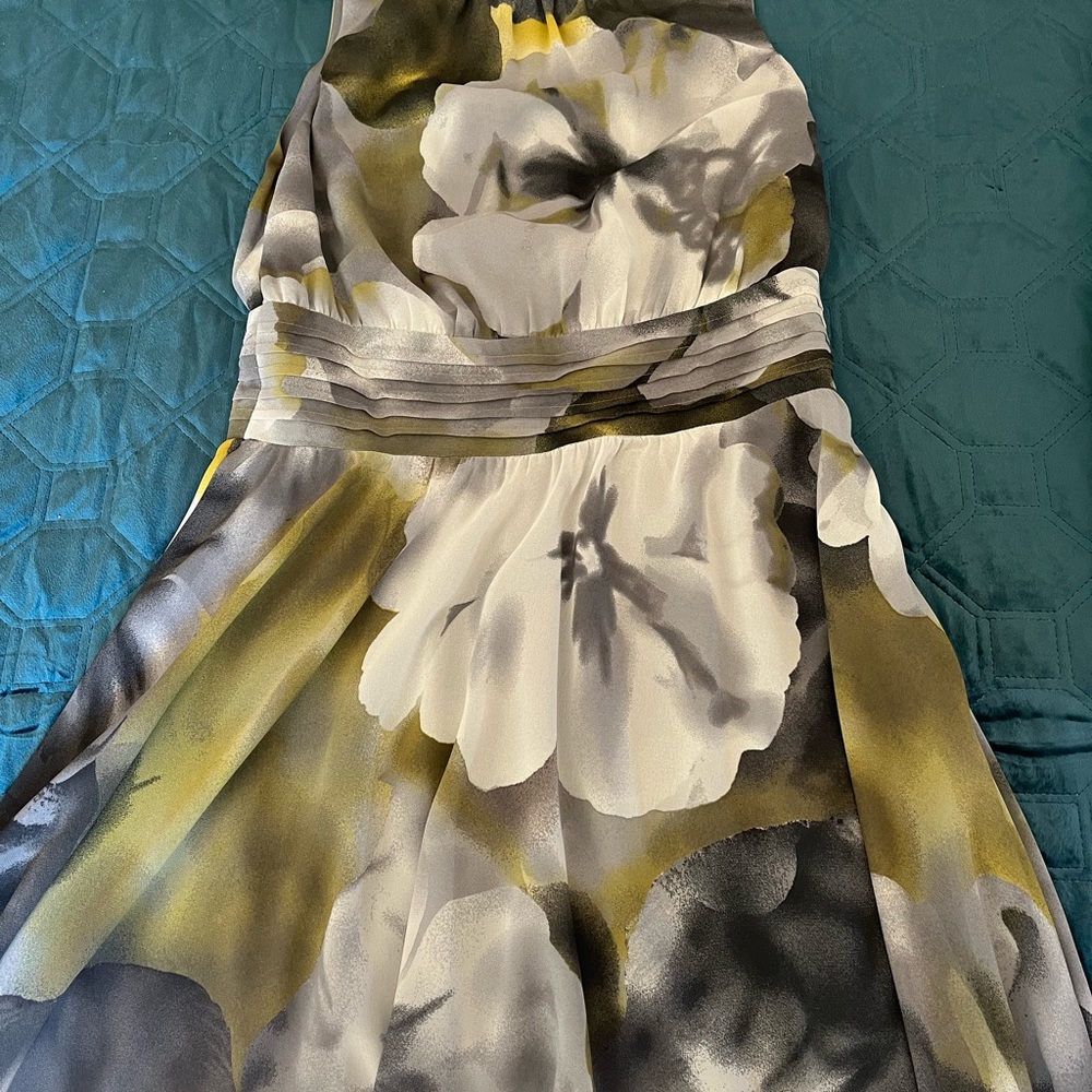 Ann Taylor Dress. Fitted waist. Green and Gray.
